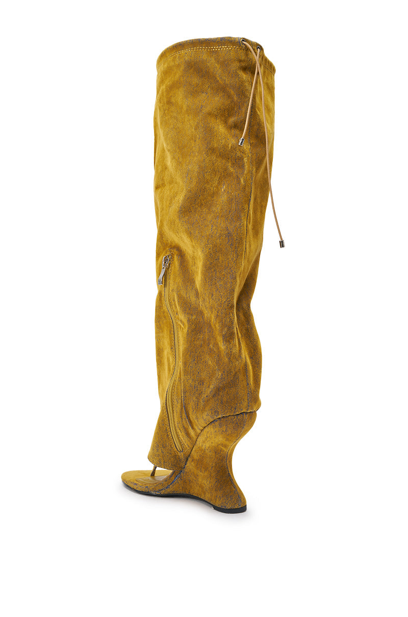 AZALEA WANG XYYLAH MUSTARD WEDGE GLADIATOR SANDAL