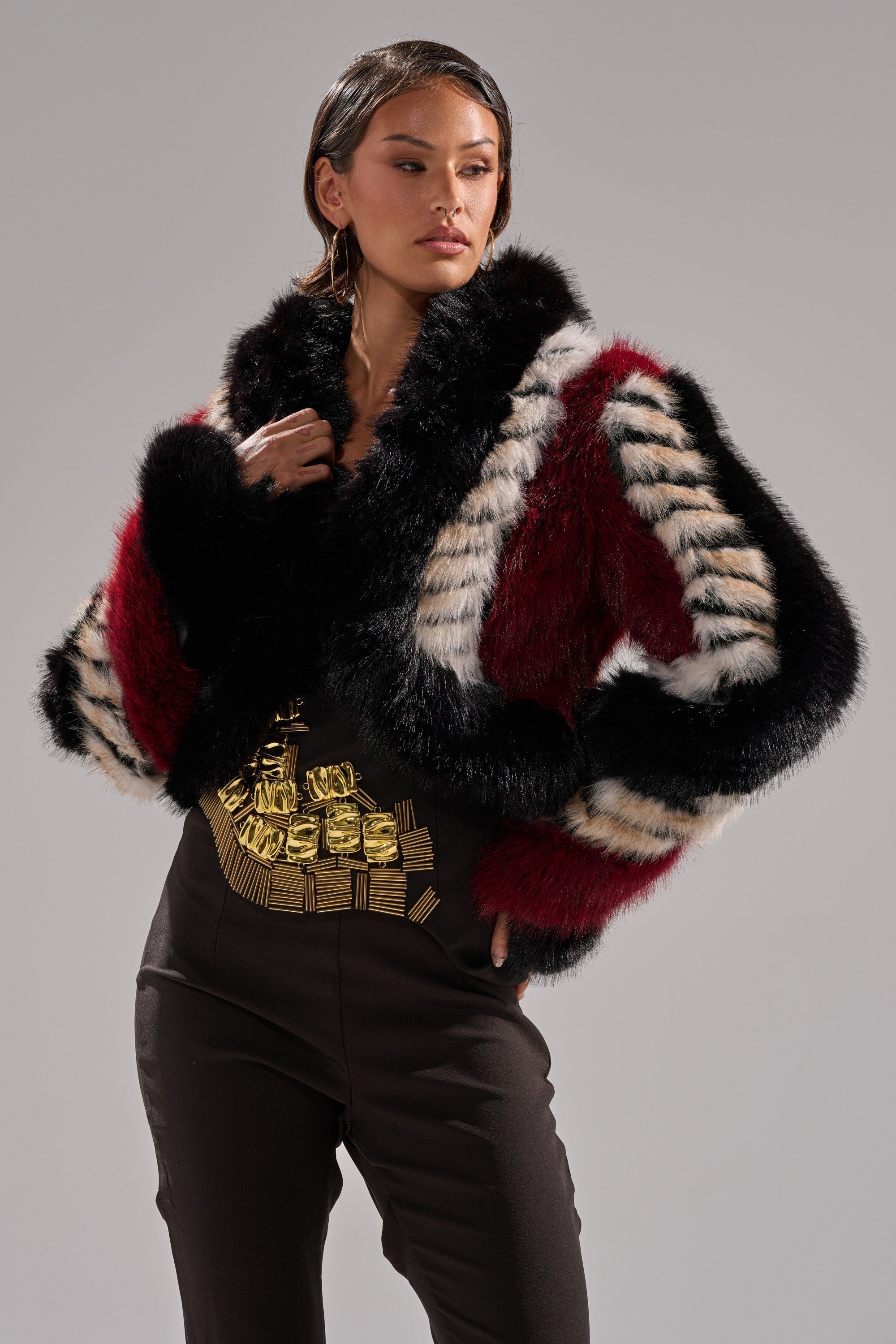 HARD TO FIND PANELED FAUX FUR