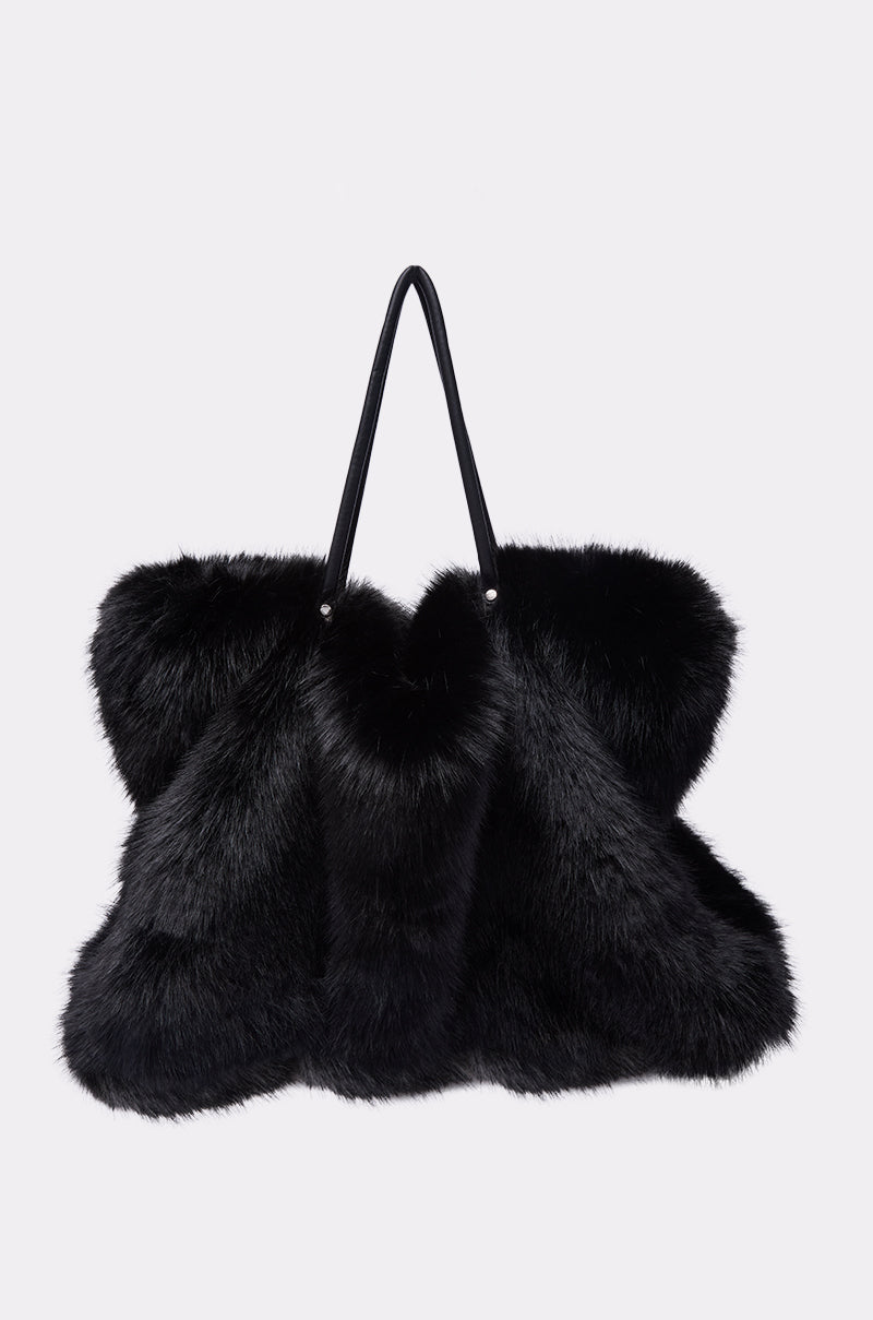 YETI LARGE FAUX FUR TOTE IN BLACK