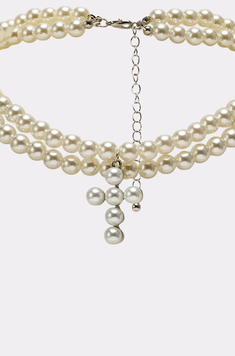 PEARL DREAMING CROSS CHOKER