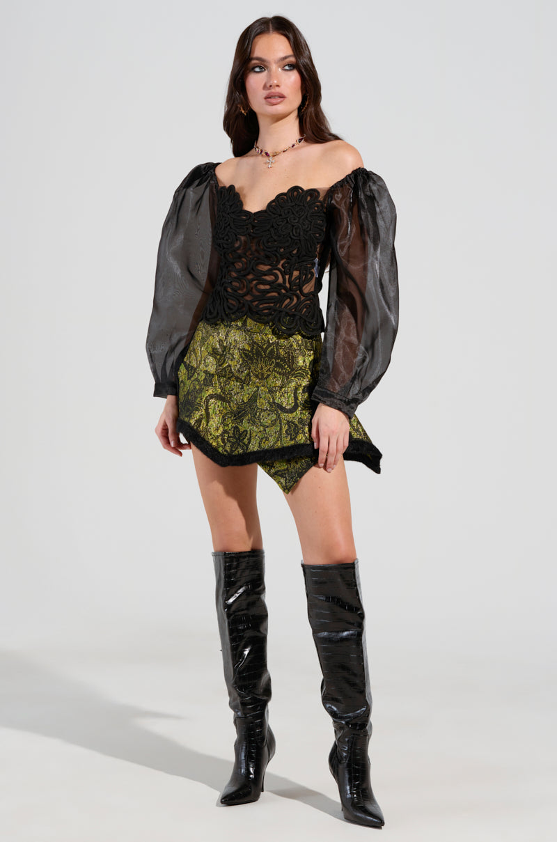 SPIRITED AWAY LONG SLEEVE BLOUSE IN BLACK
