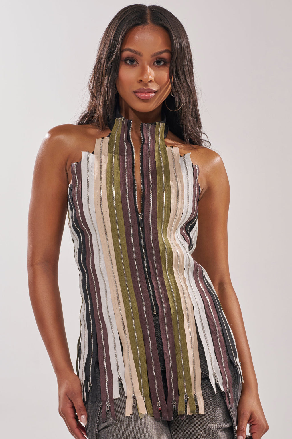 ZIPPED THROUGH SLEEVELESS TOP