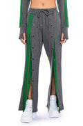 ACQUAINTED SNAP FRONT WIDE LEG SWEATPANT