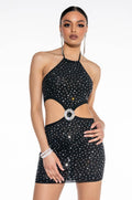 ADDICTED TO THIS RHINESTONE MINI DRESS WITH CUT OUT