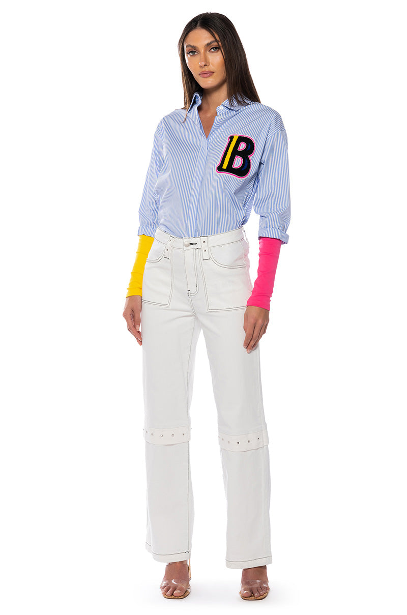 ADDY HARDWARE EMBELLISHED RELAXED FIT JEANS