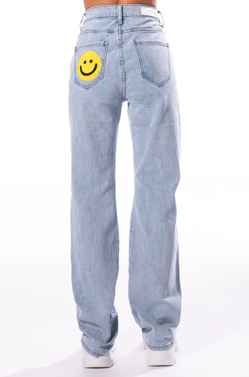ALL ABOUT SMILES HIGH RISE STRAIGHT JEANS