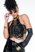 ALL LACED UP CHAIN HALTER TOP