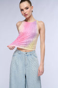 ALL STAR GIRL RHINESTONE EMBELLISHED MESH TANK IN MULTI
