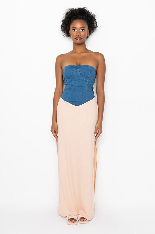 ALL THE FEELS MAXI TUBE DRESS WITH HIGH SLIT