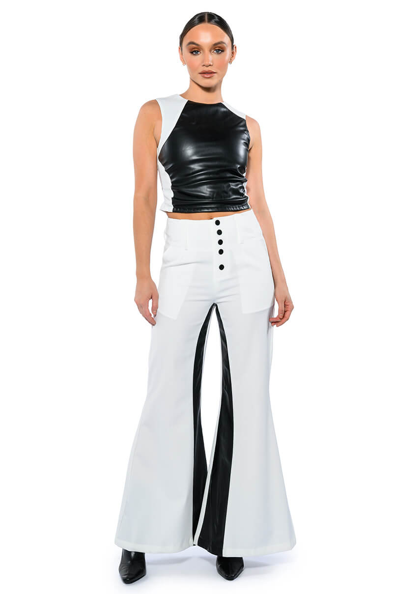 ALWAYS ON FAUX LEATHER CONTRAST TANK TOP