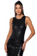 AMELIA FAUX LEATHER SLEEVELESS BODYSUIT