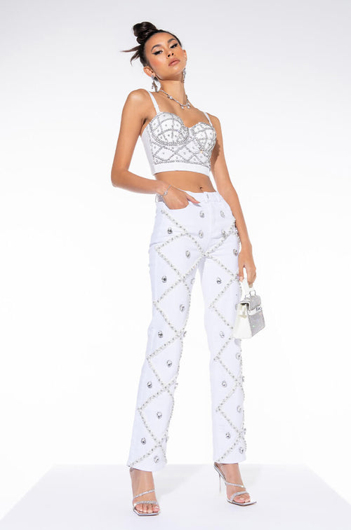AMMO X AKIRA ALEXA PREMIUM RHINESTONE STRAIGHT JEANS