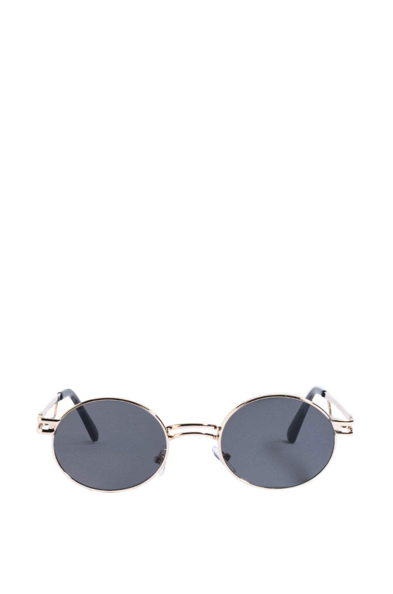 ANISTON SMALL CIRCLE FRAME SUNGLASSES IN BLACK