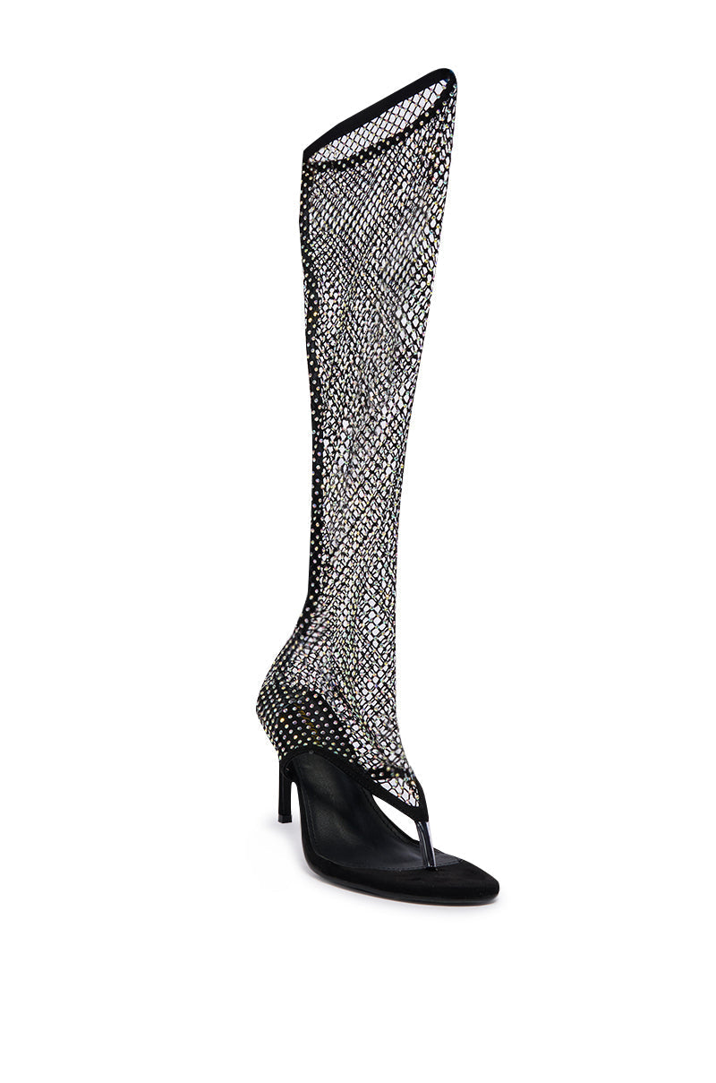ANNALISE BLACK MESH OPEN TOE SANDAL BOOT