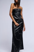 ASTIN PIERCED FAUX LEATHER MAXI SKIRT