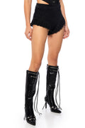ASTRO MINI DENIM SHORTS IN BLACK