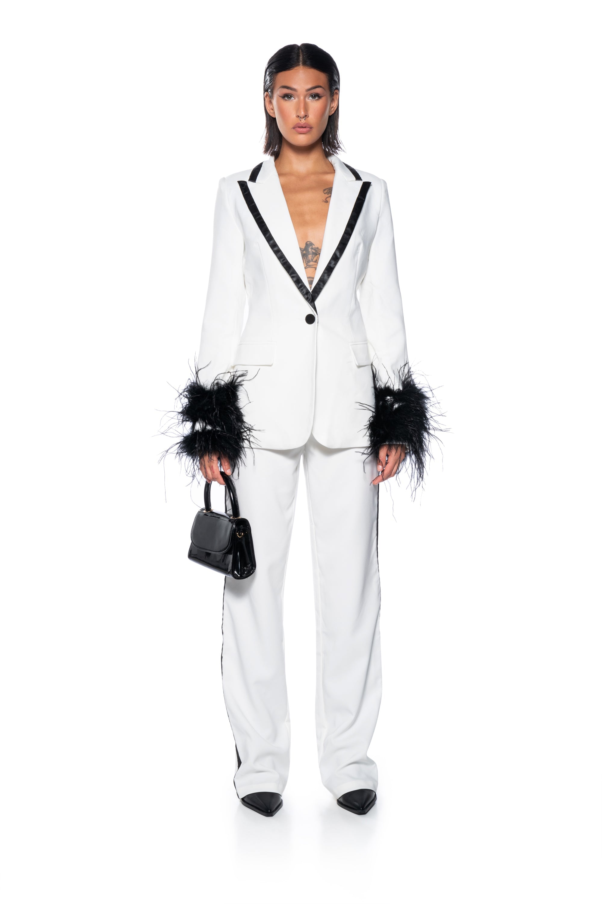 LANTIS WHITE TROUSER WITH RIBBON SEAM
