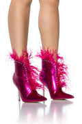 AZALEA WANG ALEJANDRA FUCHSIA FEATHER BOOTIE