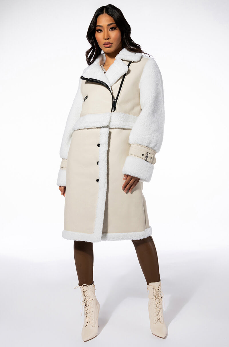 MACKY BREAK APART TEDDY PLEATHER TRENCH