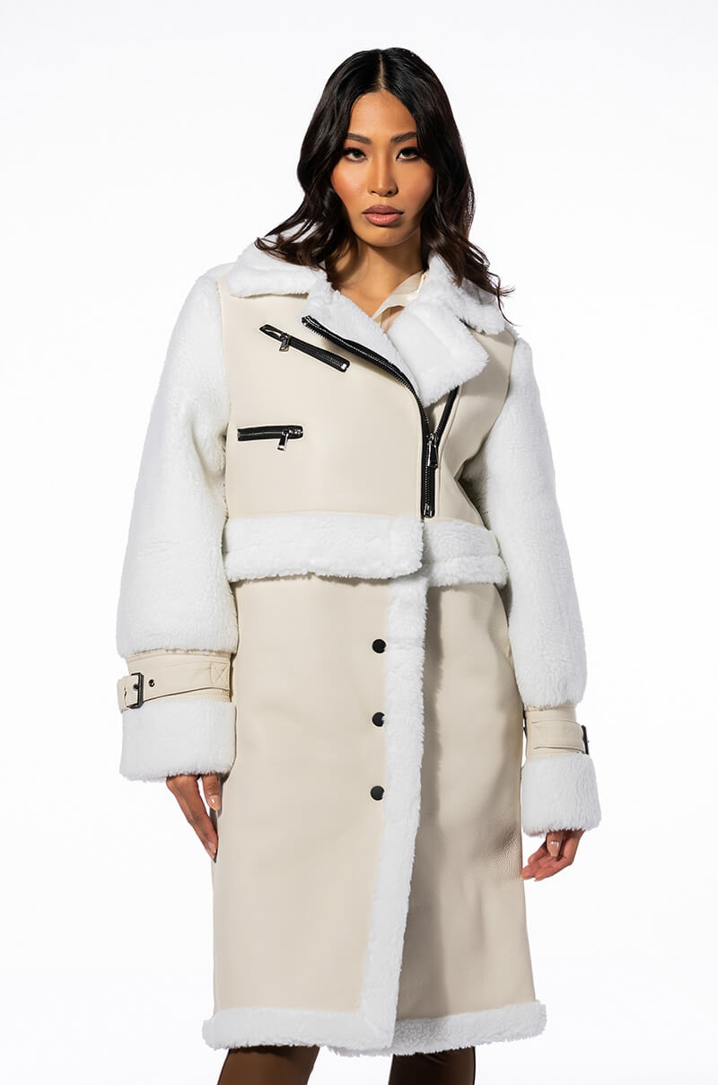 MACKY BREAK APART TEDDY PLEATHER TRENCH