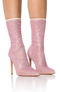 AZALEA WANG BEHIDA PINK SPARKLE SOCK BOOTIE