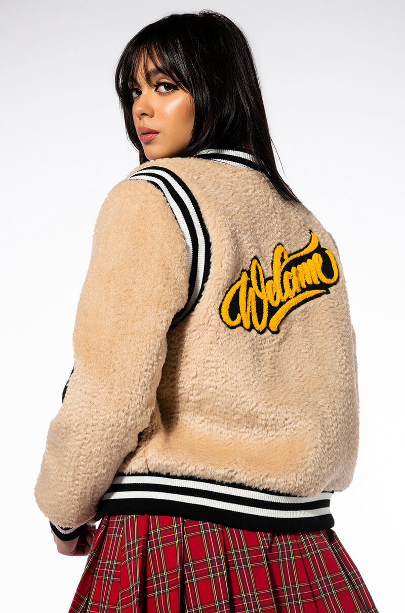 COLLEGIATE WELCOME BACK TEDDY VARSITY BOMBER