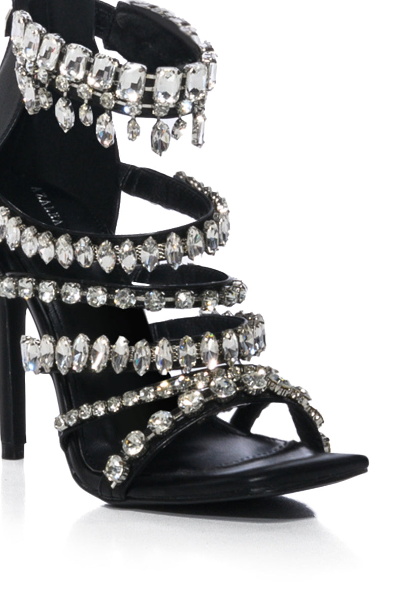 AZALEA WANG DATURA EMBELLISHED STILETTO SANDAL IN BLACK