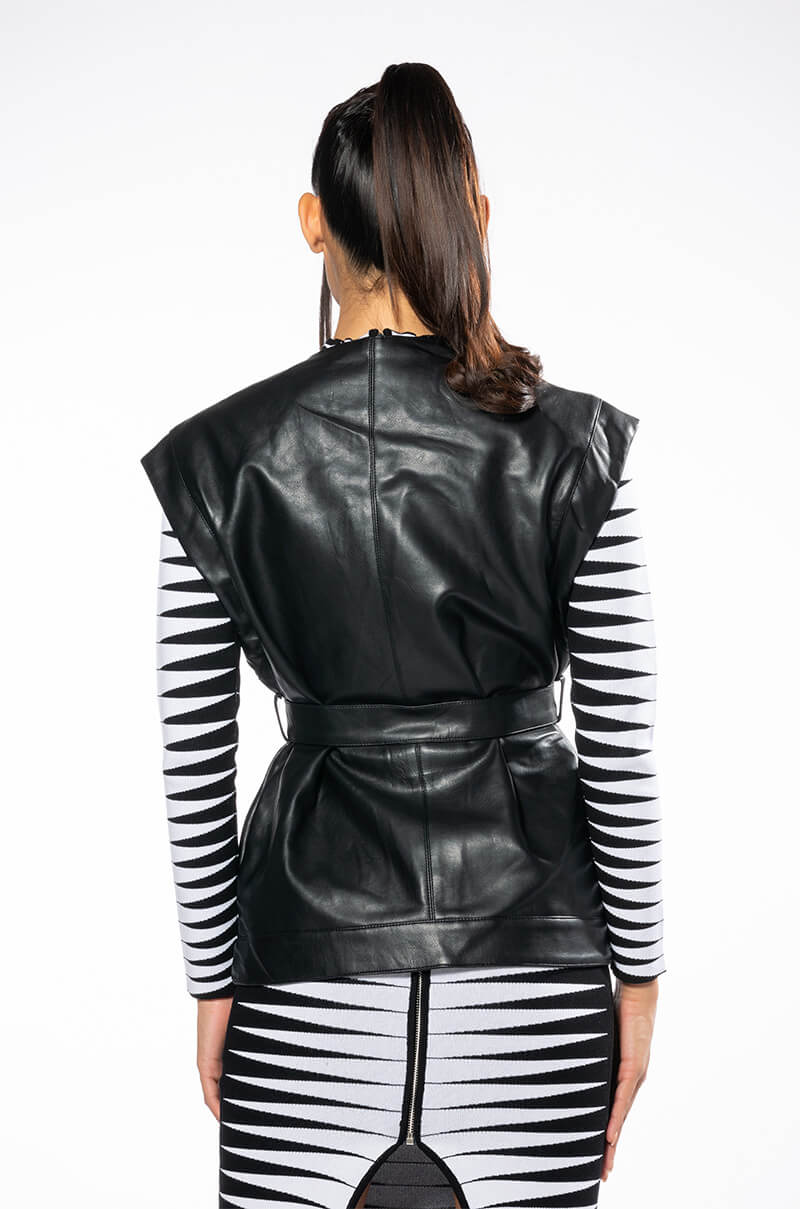 AZALEA WANG DOLLY PU VEST WITH ADJUSTABLE BELT