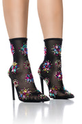 AZALEA WANG FAIRGROUND MULTI GEM CLUSTER MESH BOOTIE