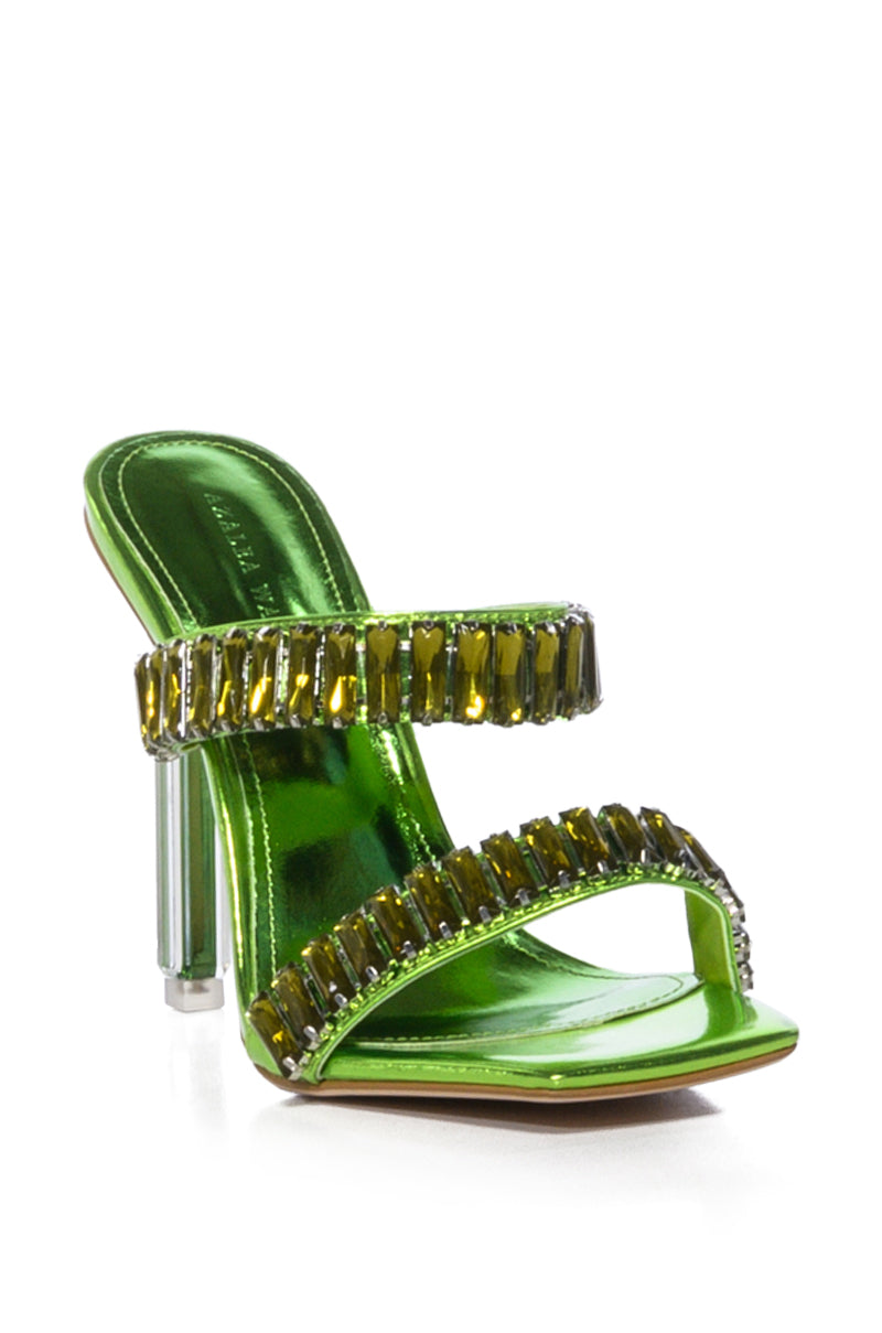 AZALEA WANG HURLEY EMBELLISHED STILETTO SANDAL IN GREEN