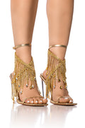 AZALEA WANG CHARMAINE GOLD DIAMOND DRAPE SANDAL