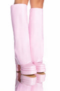 AZALEA WANG INVISIBLE KNEE HIGH FOLD OVER CHUNKY BOOT IN PINK