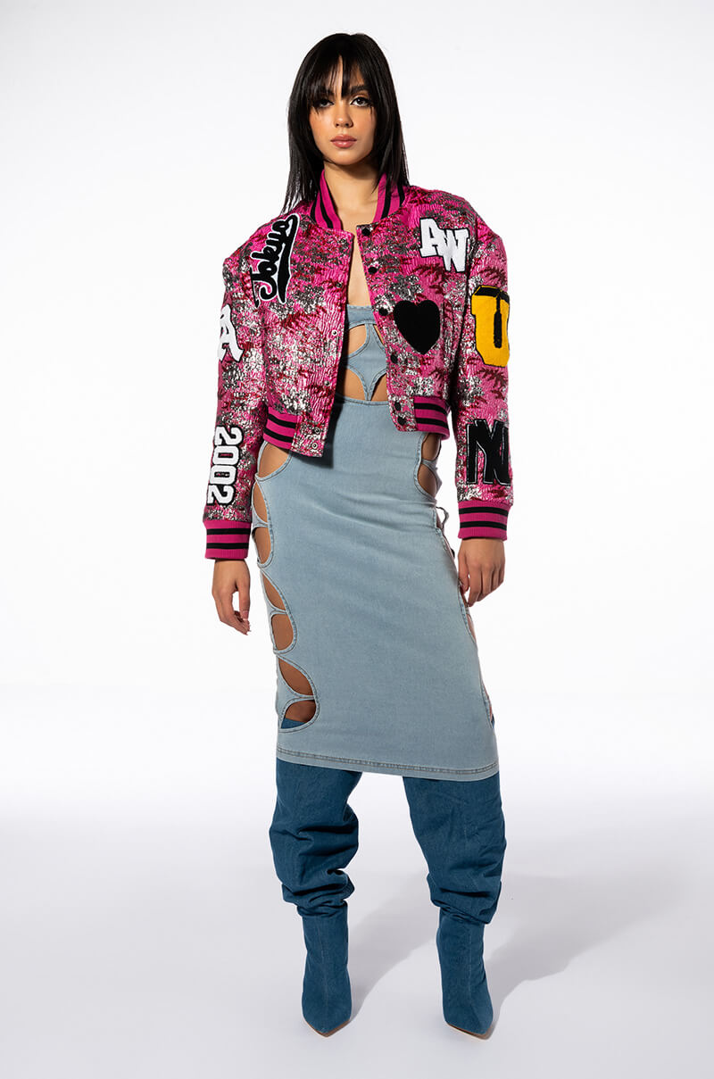 JACQUARD VARSITY BOMBER