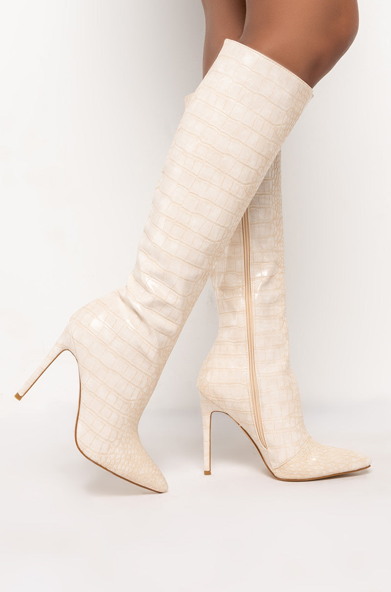 AZALEA WANG JUST MY LUCK STILETTO BOOT IN BONE