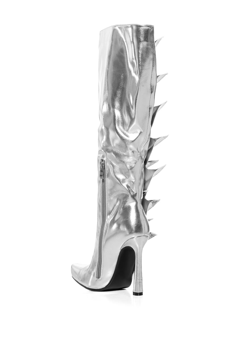 AZALEA WANG KATHY SILVER LIGHTNING BOLT DETAIL BOOT