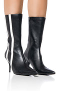 AZALEA WANG LOLITANNA BLACK BOOTIE WITH STRIPE DETAIL