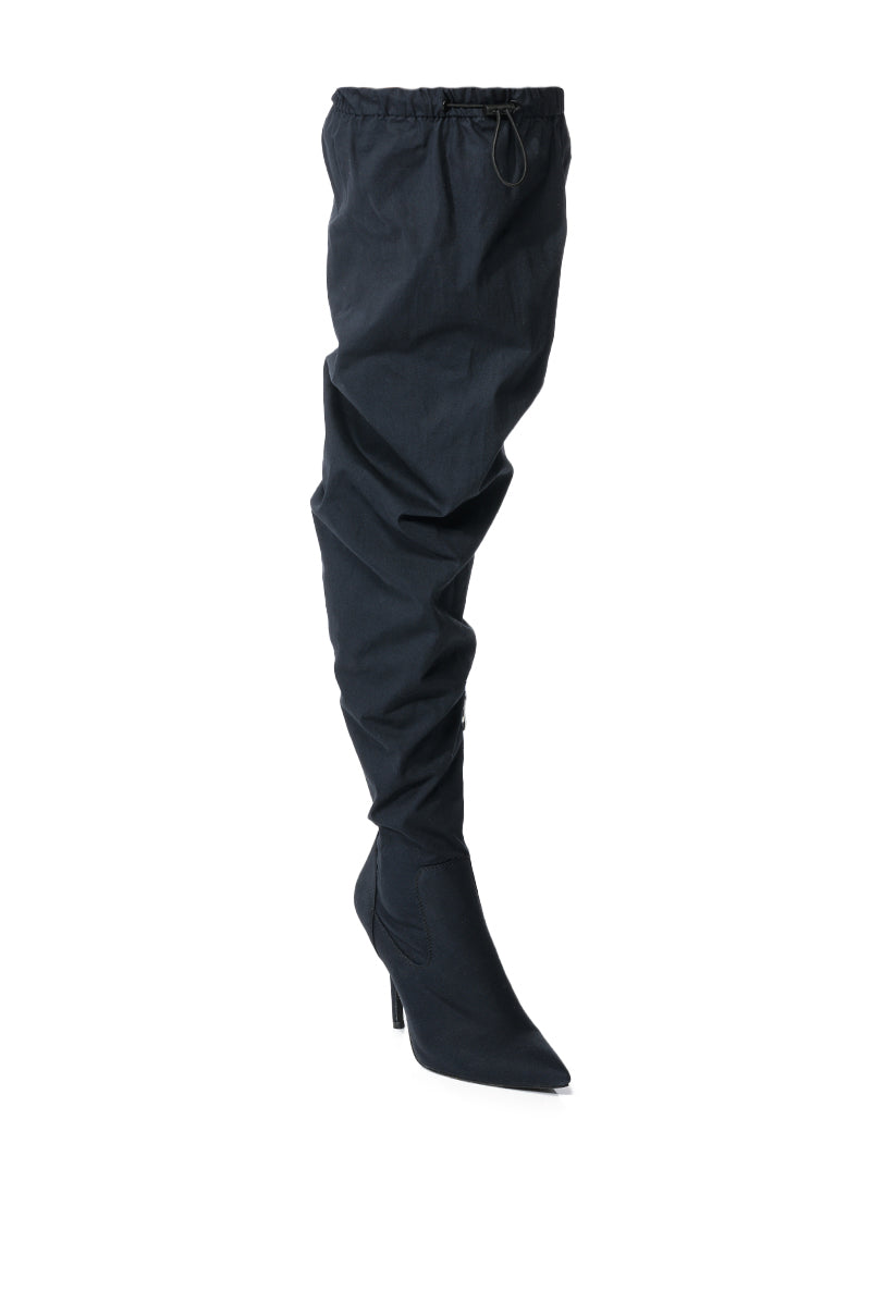 AZALEA WANG MANTIS BAGGY THIGH HIGH BOOT IN BLACK