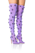 AZALEA WANG MARLOWE PURPLE EMBELLISHED FLOWER BOOT