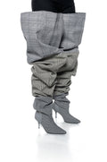 AZALEA WANG NEMY PLAID KITTEN HEEL THIGH HIGH BOOT