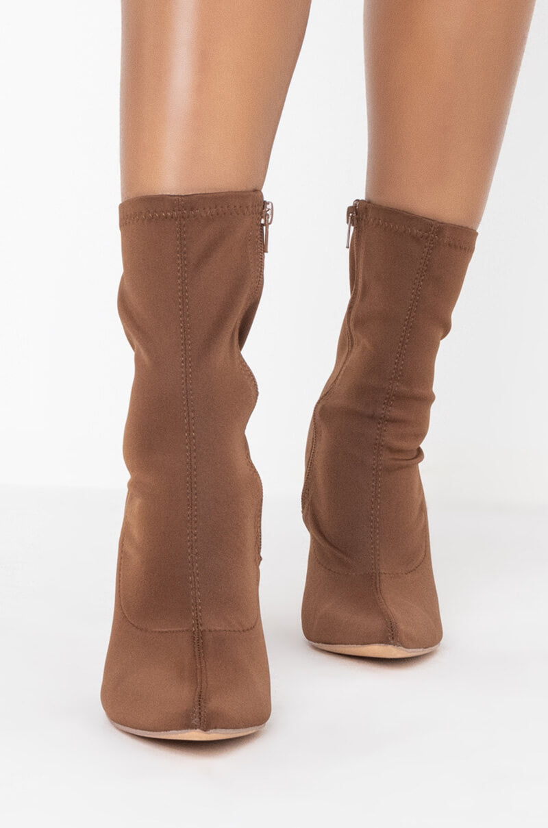 AZALEA WANG ONLY ONE FOR YOU STILETTO BOOTIE IN BROWN