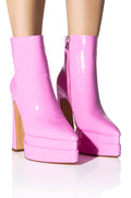AZALEA WANG ROSETTE PINK PATENT CHUNKY BOOTIE