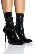 AZALEA WANG SERENITY PATENT STRETCH BOOTIE IN BLACKPATENT