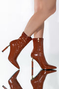 AZALEA WANG SHE'S ON FIRE STILETTO BOOTIE IN CARAMEL