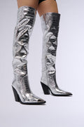 AZALEA WANG SILVER CROC GRISSEL WESTERN BOOT