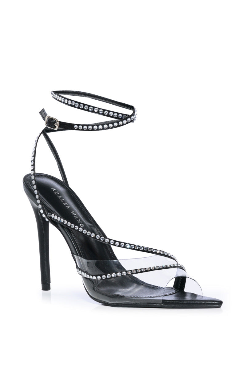 AZALEA WANG SITKA EMBELLISHED STILETTO SNADAL IN BLACK