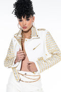 AZALEA WANG GOLDIE MIX METAL MOTO JACKET