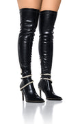 AZALEA WANG MULAN BLACK SNAKE WRAP DETAIL BOOT