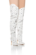 AZALEA WANG STARLING WHITE EMBELLISHED BOOT