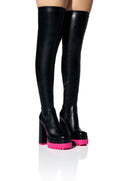 AZALEA WANG CHAR THIGH HIGH BLACK BOOT IN PINK
