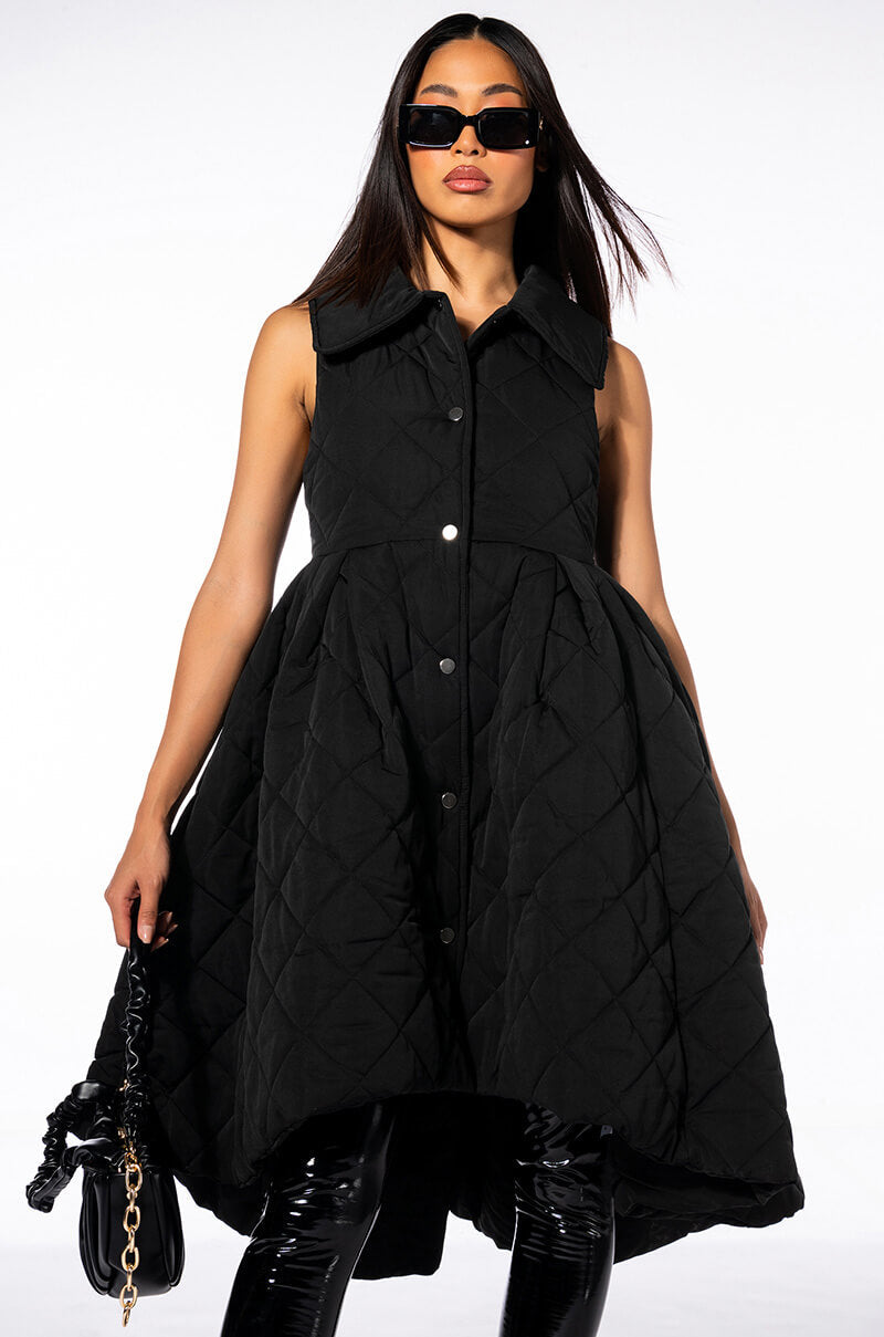 STEPPING OUT QUILTED PEPLUM VEST